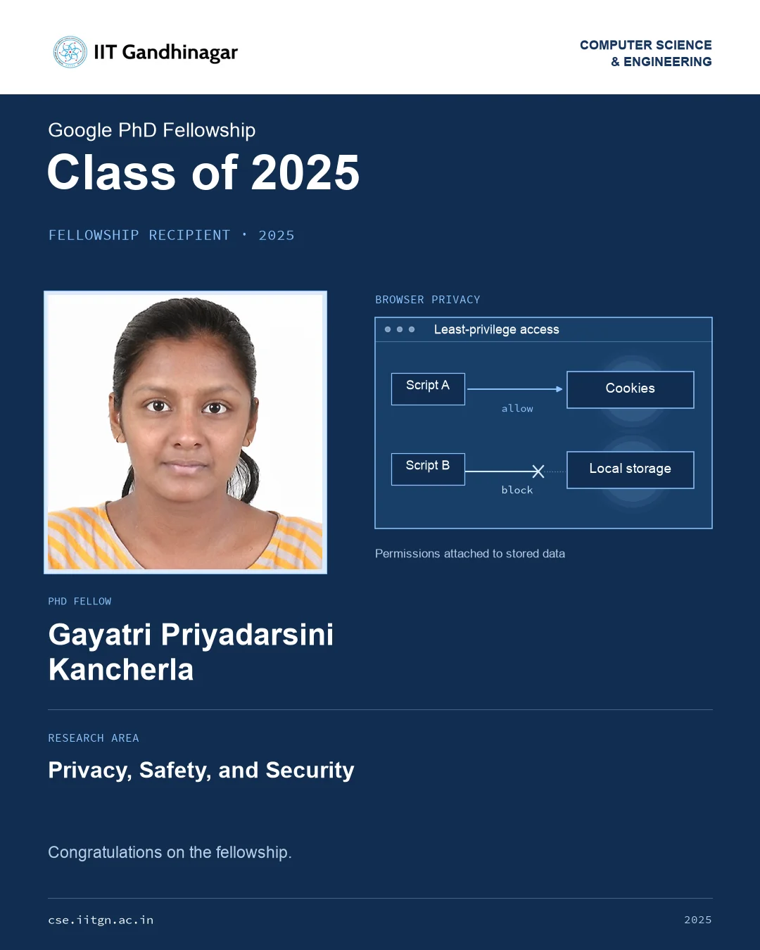Gayatri Priyadarsini Kancherla receives Google PhD Fellowship